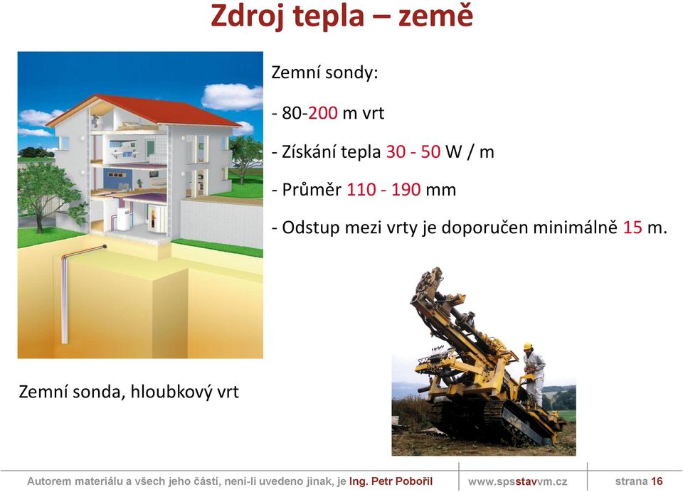 Odstup mezi vrty je doporučen minimálně 15 m.