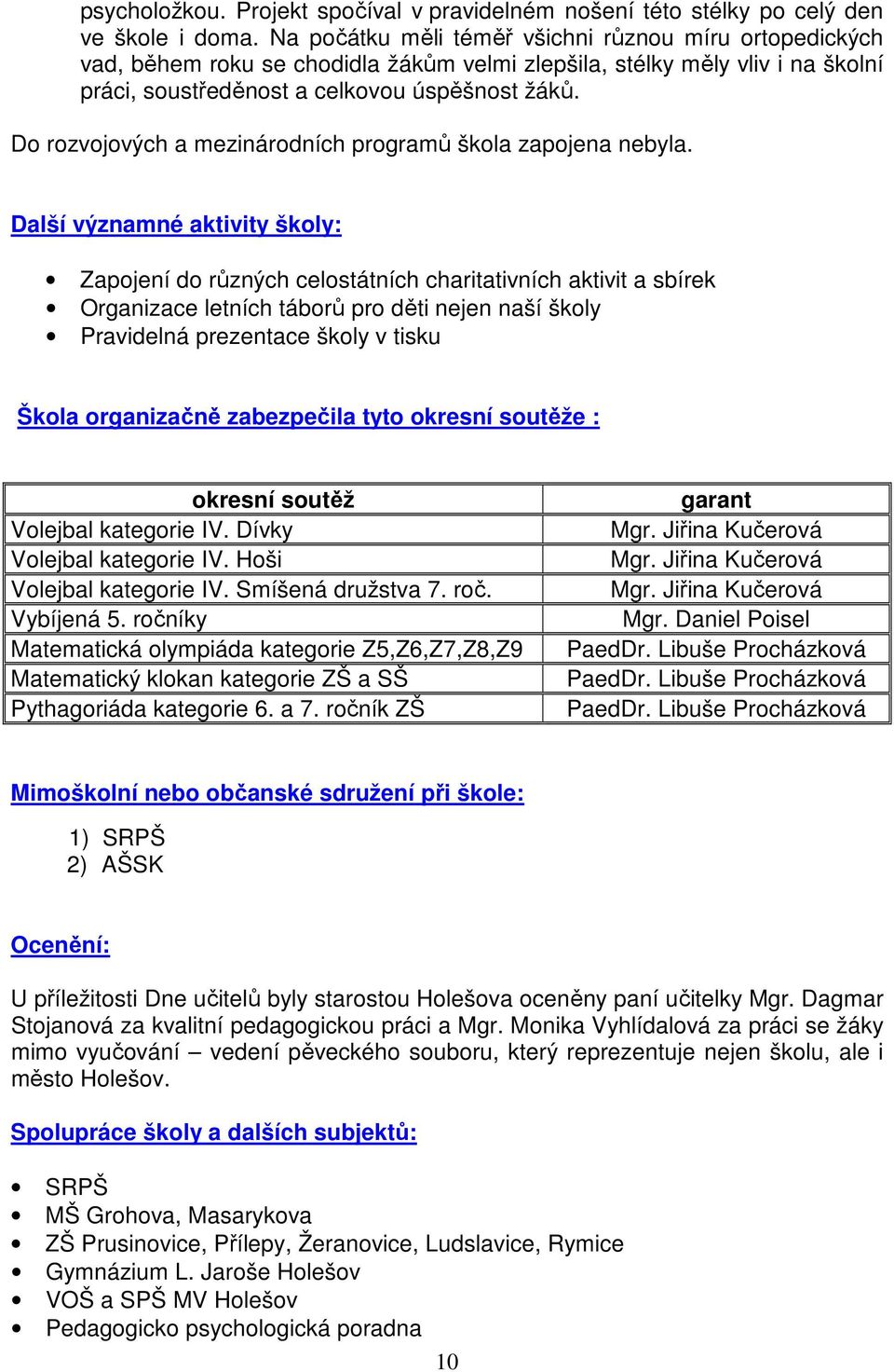 Do rozvojových a mezinárodních programů škola zapojena nebyla.