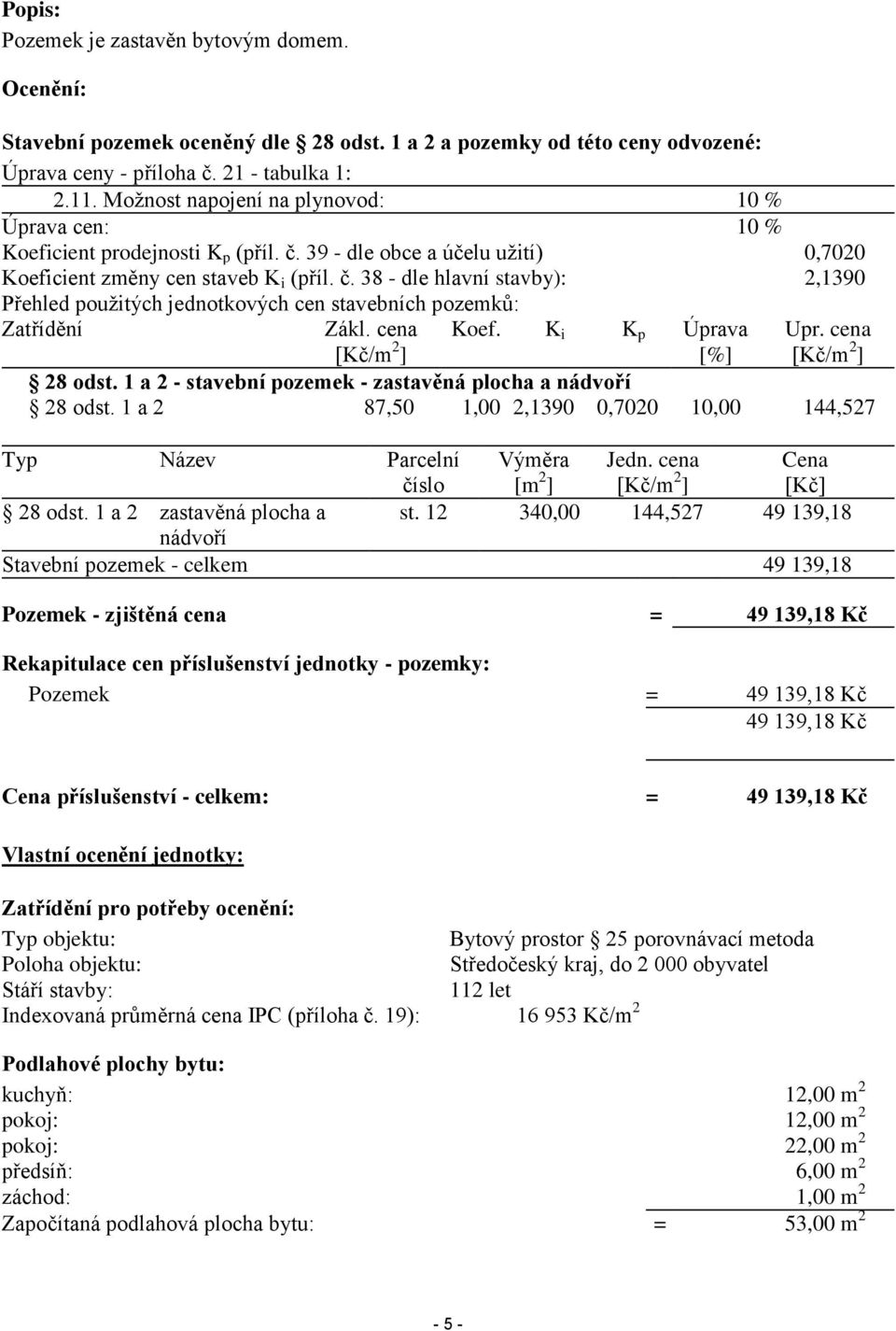 cena [Kč/m 2 ] Koef. K i K p Úprava [%] Upr. cena [Kč/m 2 ] 28 odst. 1 a 2 - stavební pozemek - zastavěná plocha a nádvoří 28 odst.