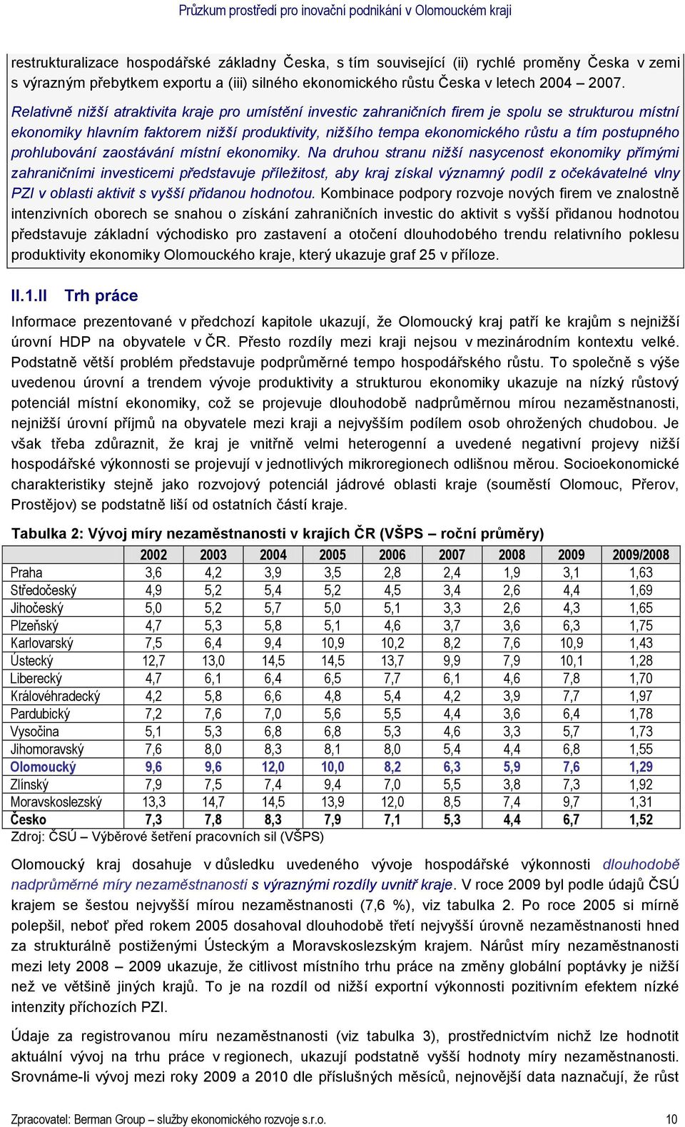 postupného prohlubování zaostávání místní ekonomiky.