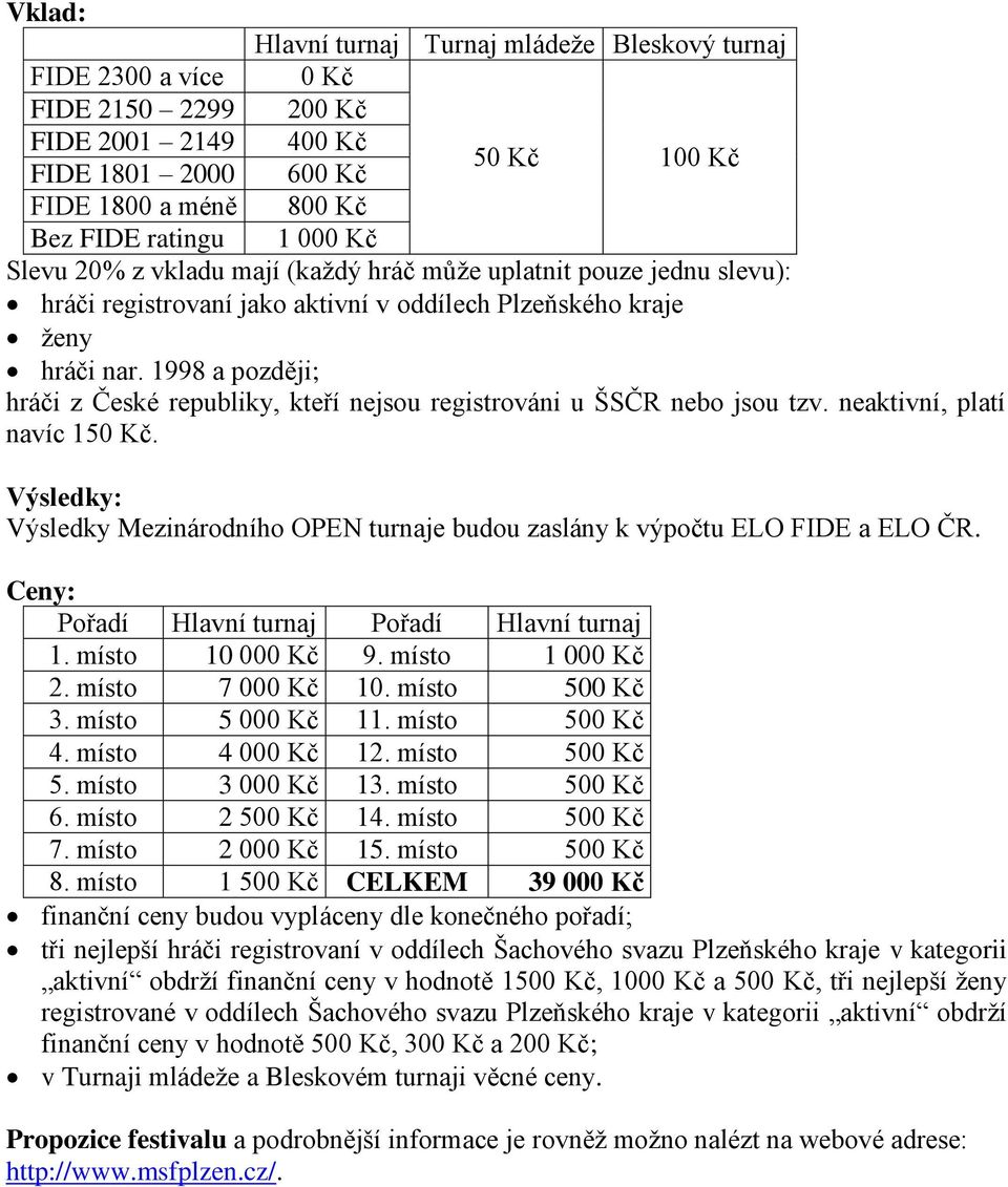 1998 a později; hráči z České republiky, kteří nejsou registrováni u ŠSČR nebo jsou tzv. neaktivní, platí navíc 150 Kč.