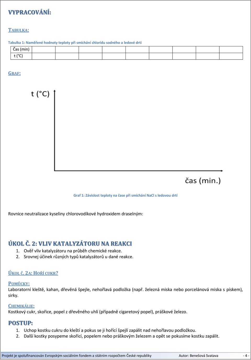 ÚKOL Č. 2A: HOŘÍ CUKR? Laboratorní kleště, kahan, dřevěná špejle, nehořlavá podložka (např. železná miska nebo porcelánová miska s pískem), sirky.