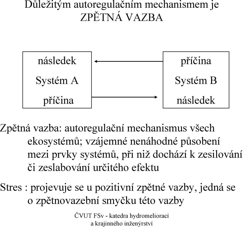 nenáhodné působení mezi prvky systémů, při niž dochází k zesilování či zeslabování