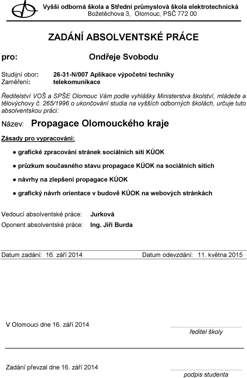 propagace KÚOK na sociálních sítích návrhy na zlepšení propagace KÚOK