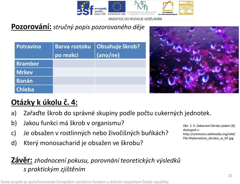 c) Je obsažen v rostlinných nebo živočišných buňkách? d) Který monosacharid je obsažen ve škrobu? Obr. č.