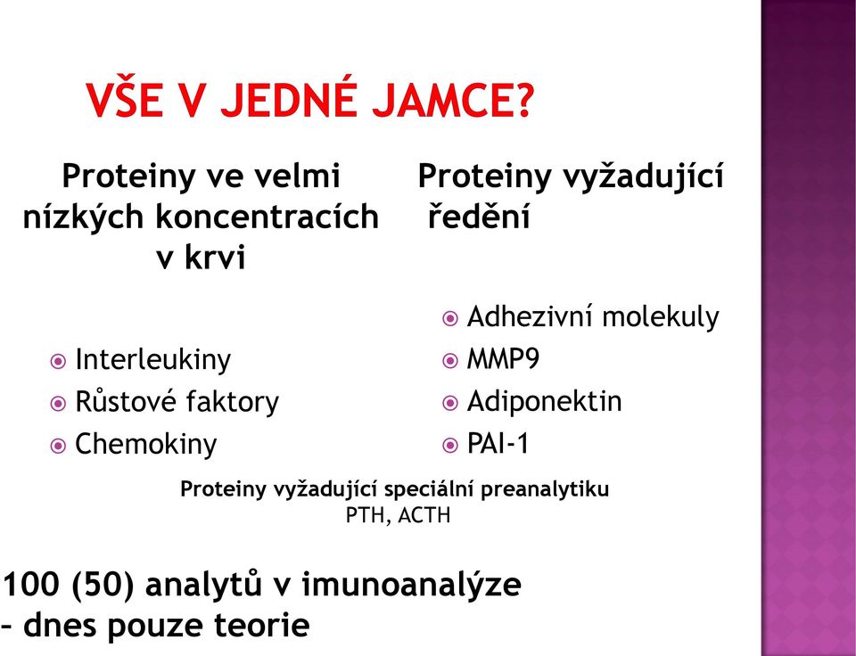 molekuly MMP9 Adiponektin PAI-1 Proteiny vyžadující speciální