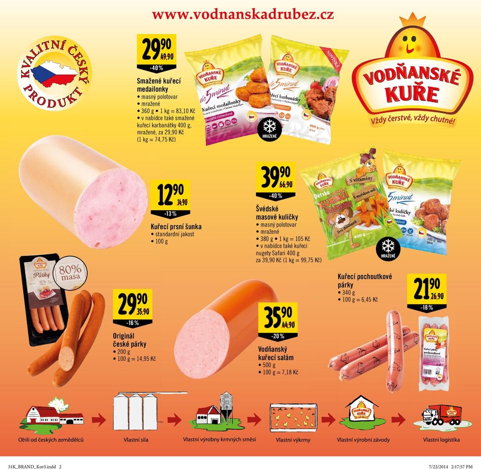 = 105 Kč v nabídce také kuřecí nugety Safari 400 g za 39, Kč (1 kg = 99,75 Kč) MRAŽENÉ 29-16 % 35, Originál české párky 200 g 100 g = 14,95 Kč 35-20 %