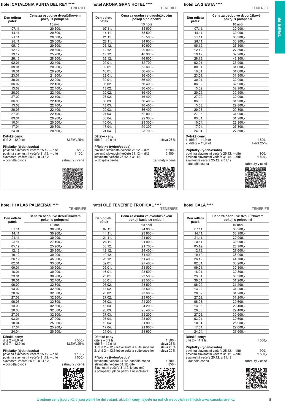 04. 20 900,- 10.04. 20 500,- 17.04. 20 500,- 24.04. 20 500,- dítě 2 12,9 let SLEVA 25 % povinná slavnostní večeře 25.12. dítě 650,- povinná dítě 1 100,- 07.11. 35 500,- 14.11. 35 500,- 21.11. 35 500,- 28.