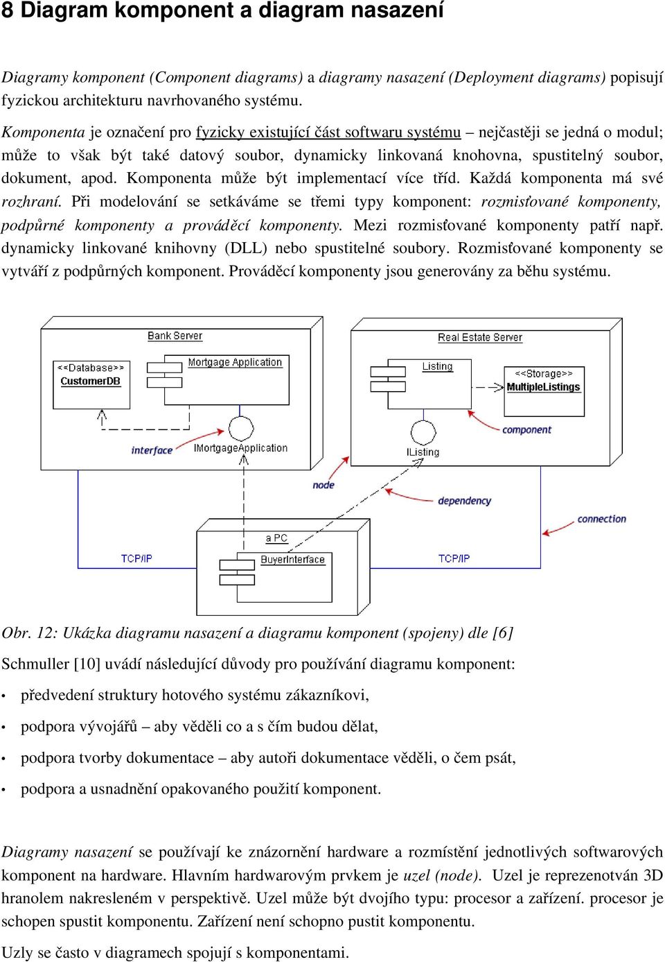 Komponenta může být implementací více tříd. Každá komponenta má své rozhraní. Při modelování se setkáváme se třemi typy komponent: rozmisťované komponenty, podpůrné komponenty a prováděcí komponenty.