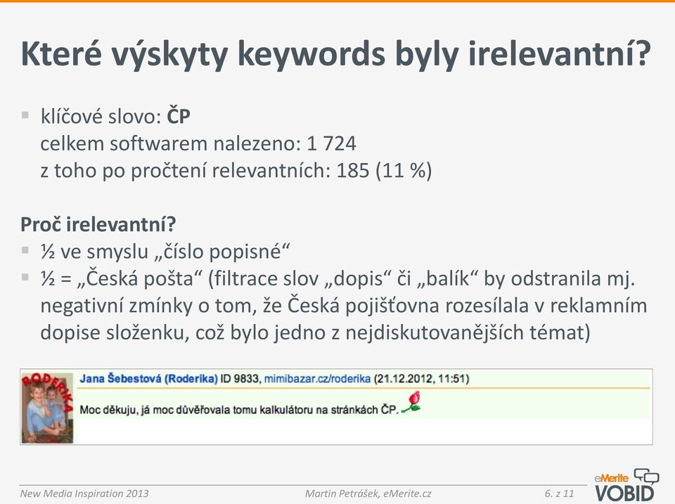 irelevantní? ½ ve smyslu číslo popisné ½ = Česká pošta (filtrace slov dopis či balík by odstranila mj.