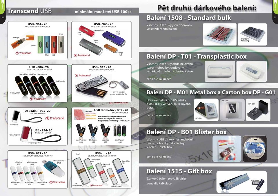 913-20 Všechny USB disky obdélníkového tvaru, mohou být dodávány v dárkovém balení - plastová etue / cena dle kalkulace / kovový kroužek pouze na objednávku Balení DP - M01 Metal box a Carton box DP
