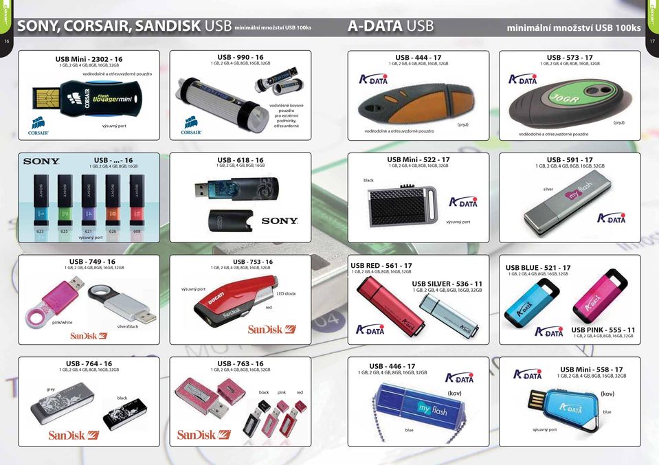 .. - 16 1 GB, 2 GB, 4 GB, 8GB, 16GB USB - 618-16 1 GB, 2 GB, 4 GB, 8GB, 16GB USB Mini - 522-17 USB - 591-17 623 625 621 626 608 USB - 749-16