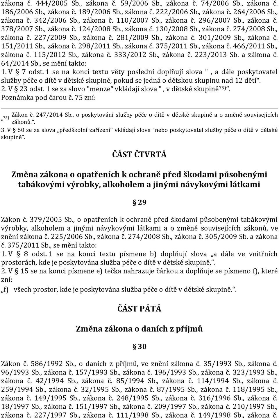 , zákona č. 151/2011 Sb., zákona č. 298/2011 Sb., zákona č. 375/2011 Sb., zákona č. 466/2011 Sb., zákona č. 115/2012 Sb., zákona č. 333/2012 Sb., zákona č. 223/2013 Sb. a zákona č. 64/2014 Sb.