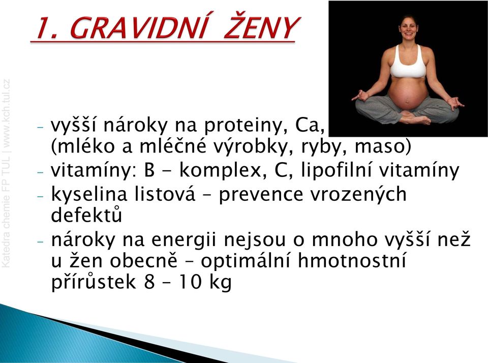 kyselina listová prevence vrozených defektů - nároky na energii