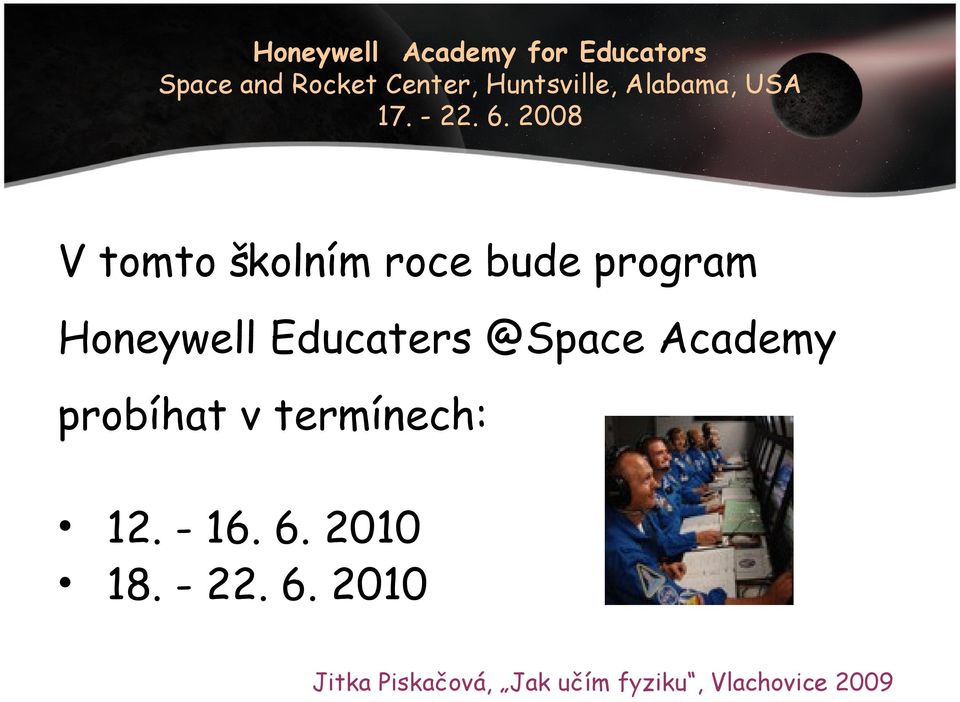 @Space Academy probíhat v