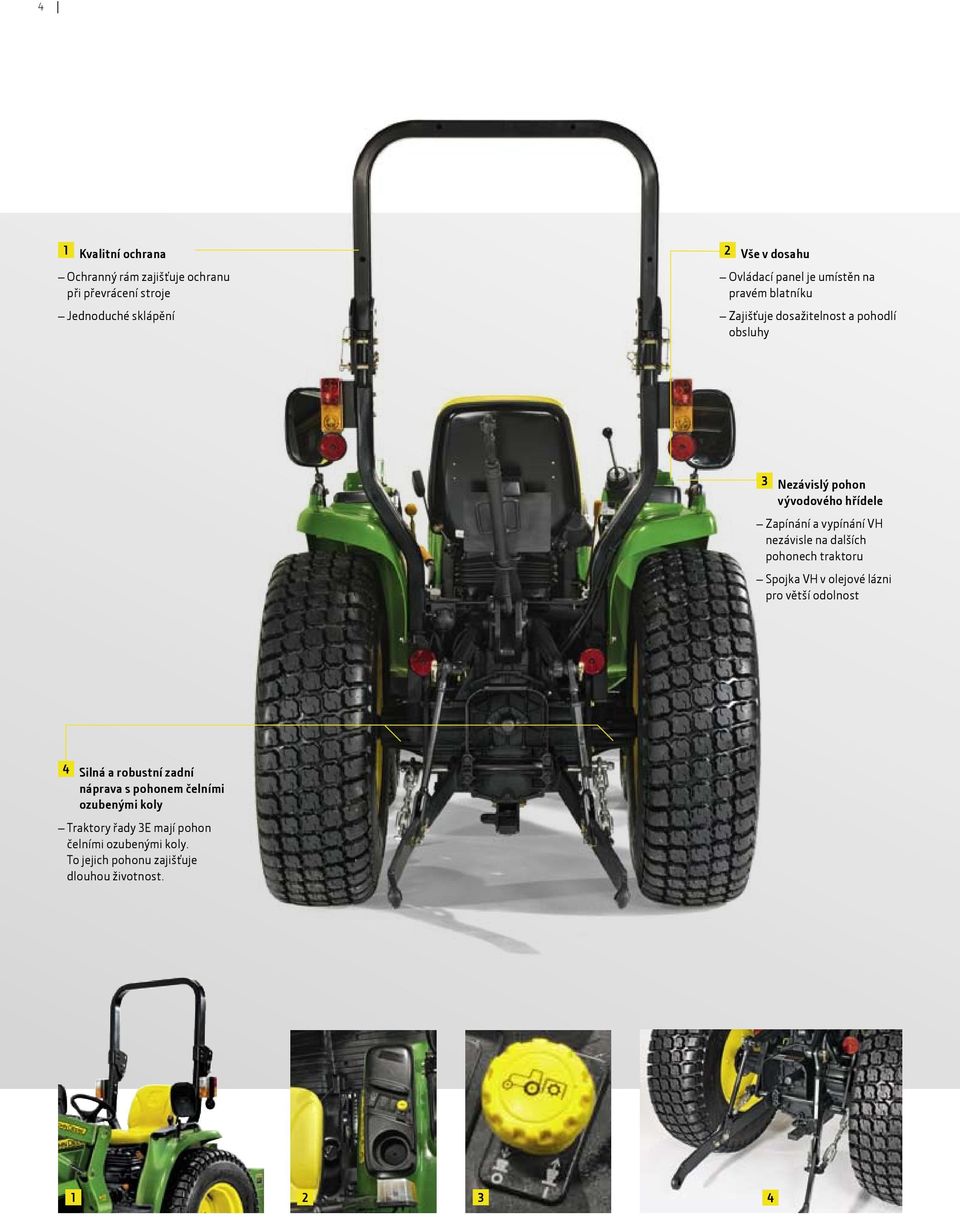 VH nezávisle na dalších pohonech traktoru Spojka VH v olejové lázni pro větší odolnost 4 Silná a robustní zadní náprava s