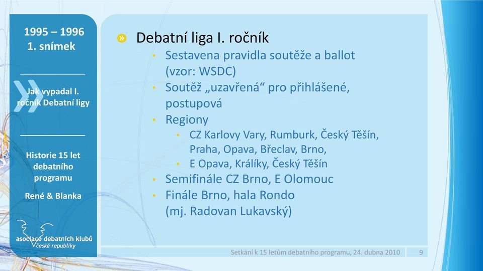 postupová Regiony CZ Karlovy Vary, Rumburk, Český Těšín, Praha, Opava, Břeclav, Brno, E Opava,