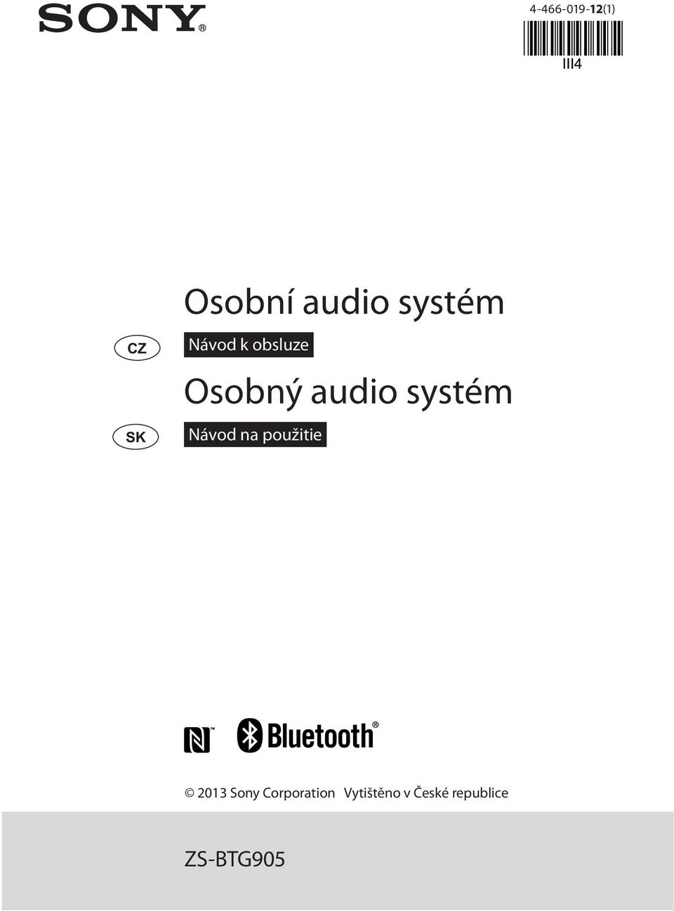 systém Návod na použitie 2013 Sony