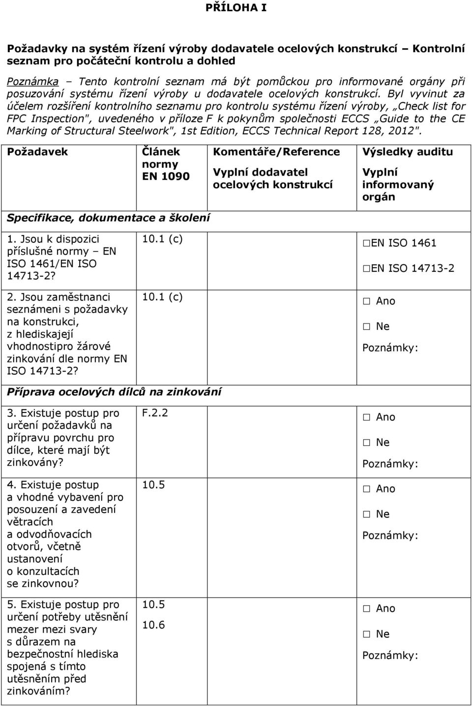 společnosti ECCS Guide to the CE Marking of Structural Steelwork", 1st Edition, ECCS Technical Report 128, 2012".