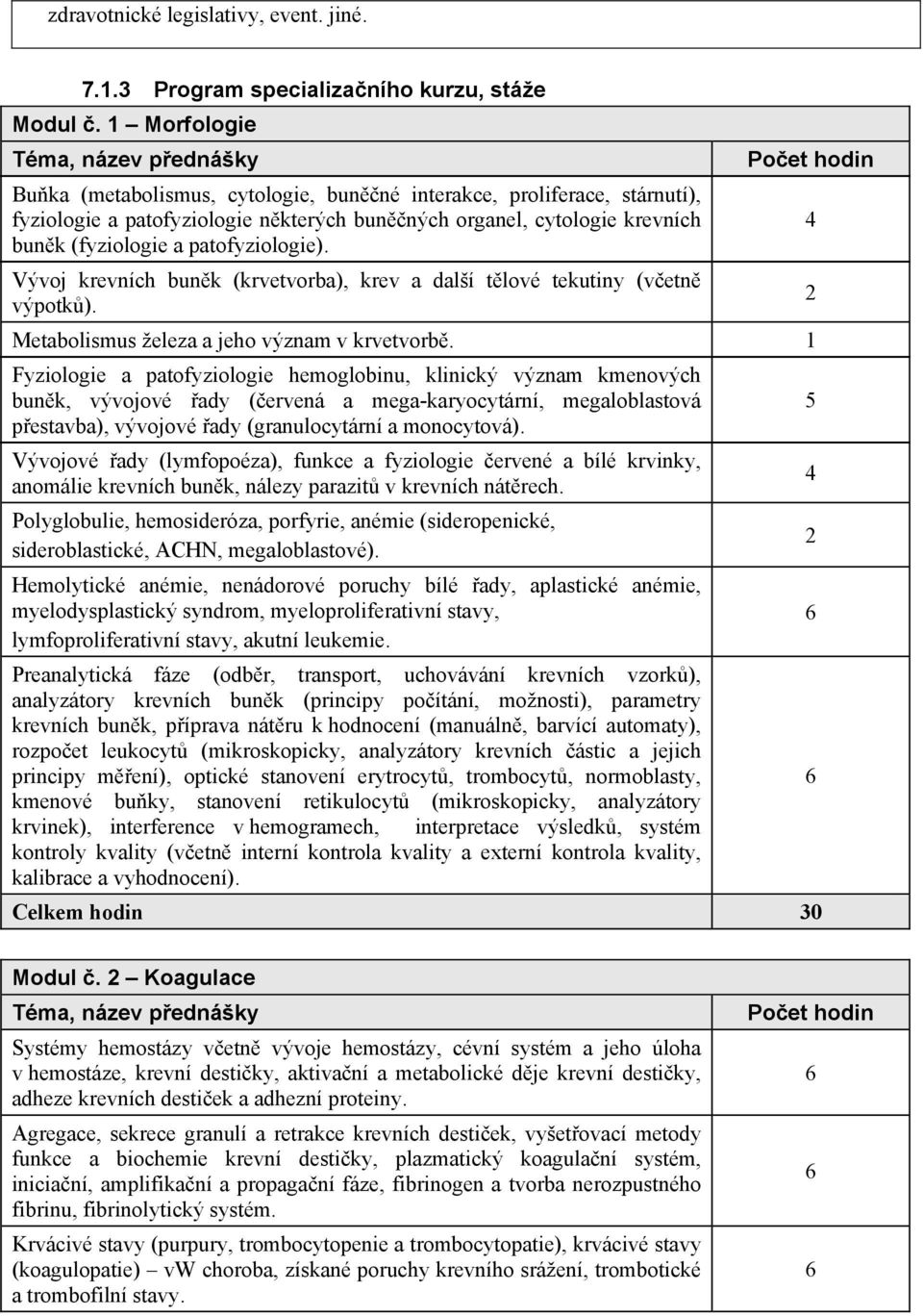 (fyziologie a patofyziologie). Vývoj krevních bunk (krvetvorba), krev a další tlové tekutiny (vetn výpotk). 2 Metabolismus železa a jeho význam v krvetvorb.