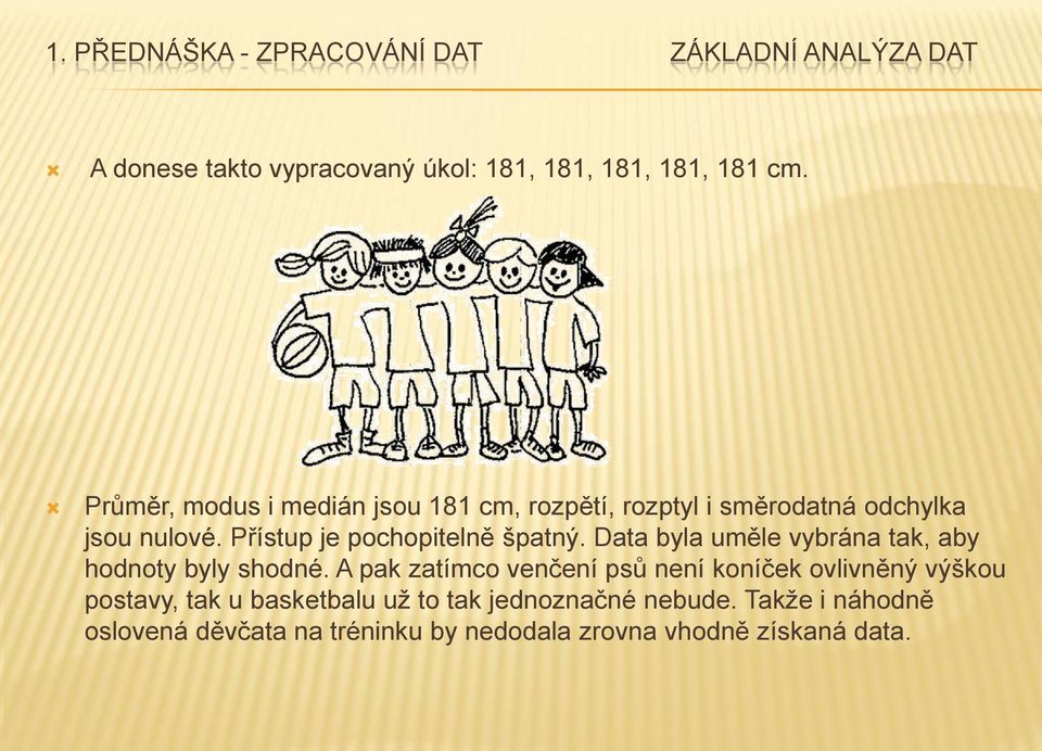 Přístup je pochopitelně špatný. Data byla uměle vybrána tak, aby hodnoty byly shodné.