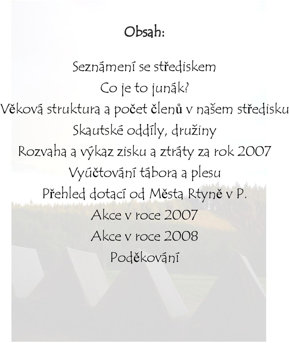 družiny Rozvaha a výkaz zisku a ztráty za rok 2007 Vyúčtování