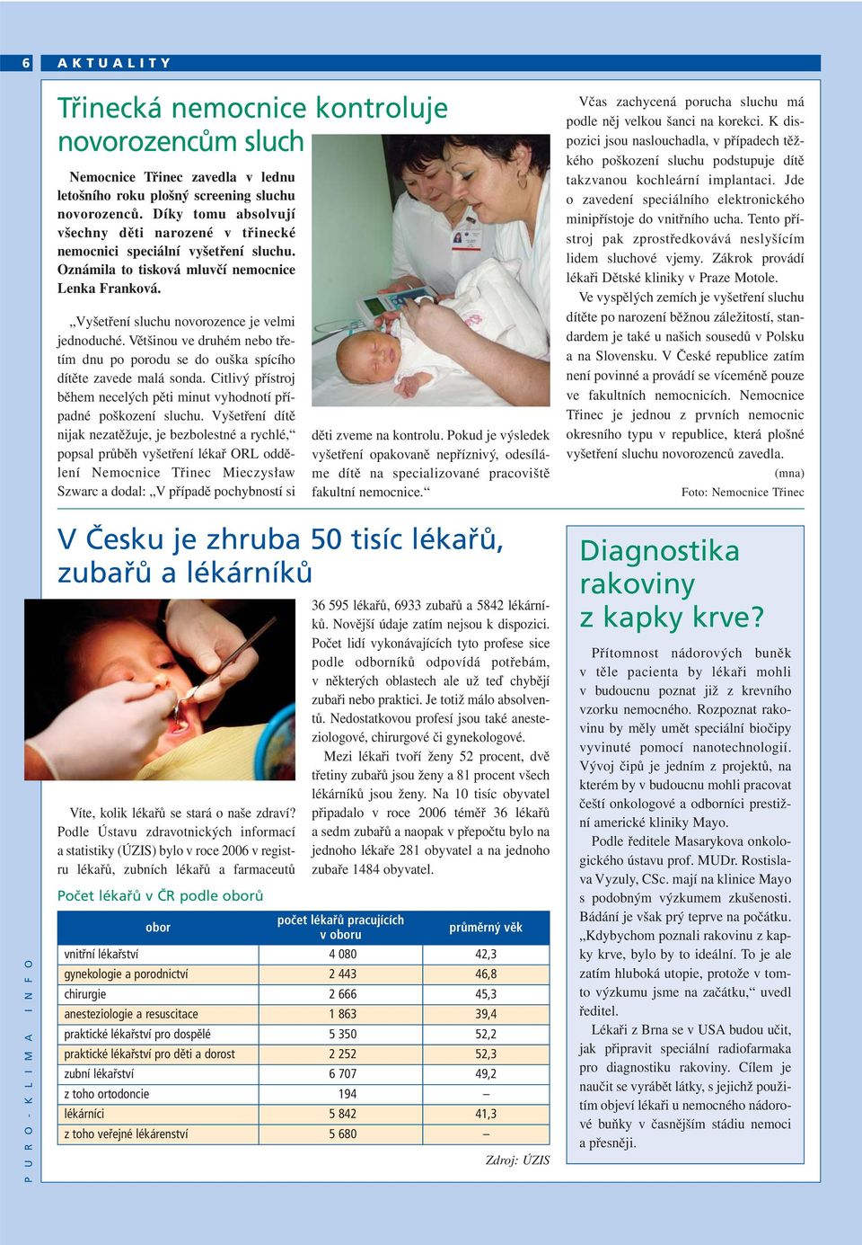 Většinou ve druhém nebo třetím dnu po porodu se do ouška spícího dítěte zavede malá sonda. Citlivý přístroj během necelých pěti minut vyhodnotí případné poškození sluchu.