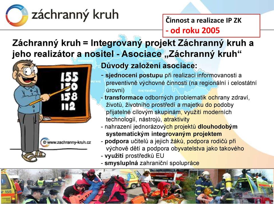 životního prostředí a majetku do podoby přijatelné cílovým skupinám, využití moderních technologií, nástrojů, atraktivity - nahrazení jednorázových projektů dlouhodobým