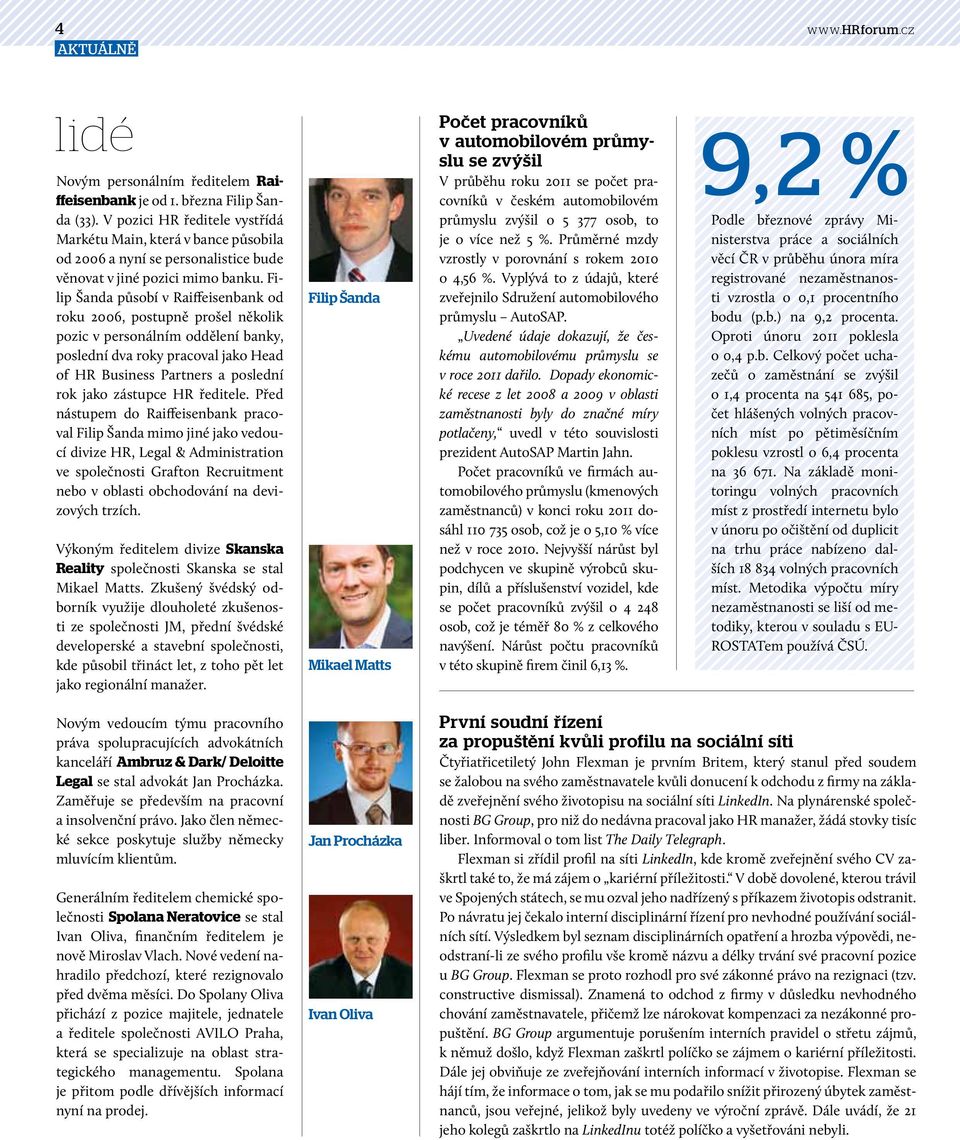 Filip Šanda působí v Raiffeisenbank od roku 2006, postupně prošel několik pozic v personálním oddělení banky, poslední dva roky pracoval jako Head of HR Business Partners a poslední rok jako zástupce