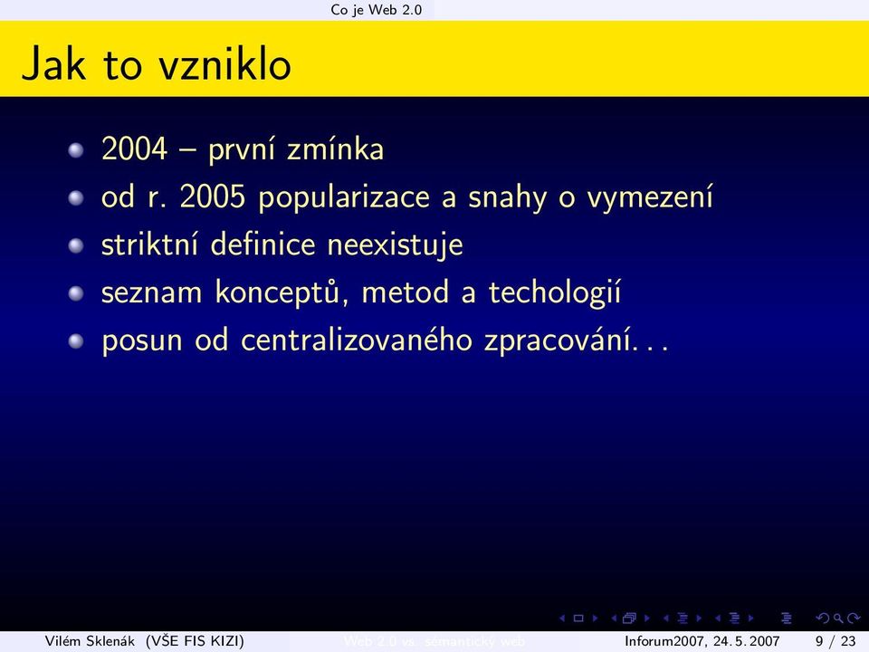 seznam konceptů, metod a techologií posun od centralizovaného