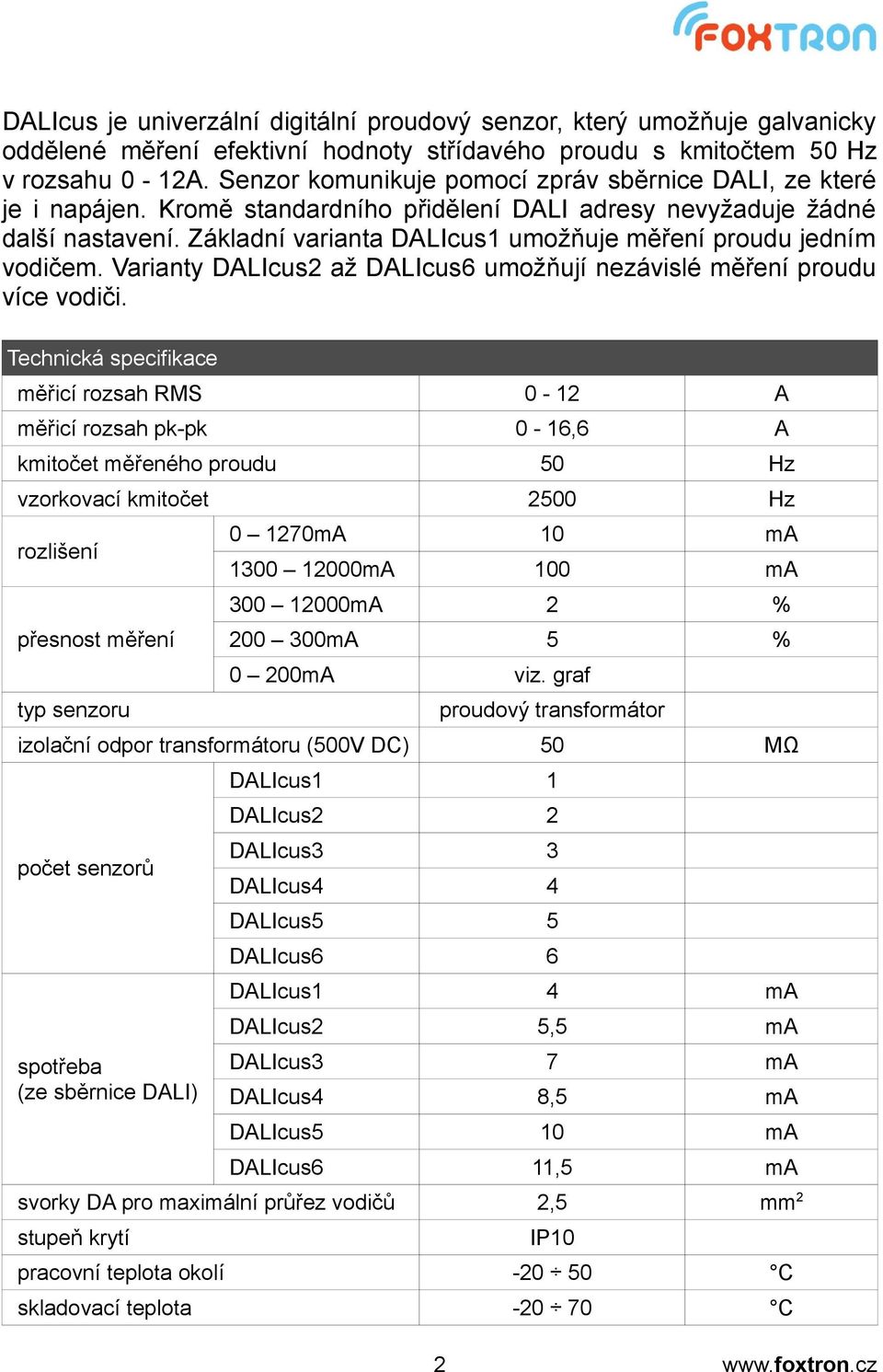 Základní varianta LIcus1 umožňuje měření proudu jedním vodičem. Varianty LIcus2 až LIcus6 umožňují nezávislé měření proudu více vodiči.