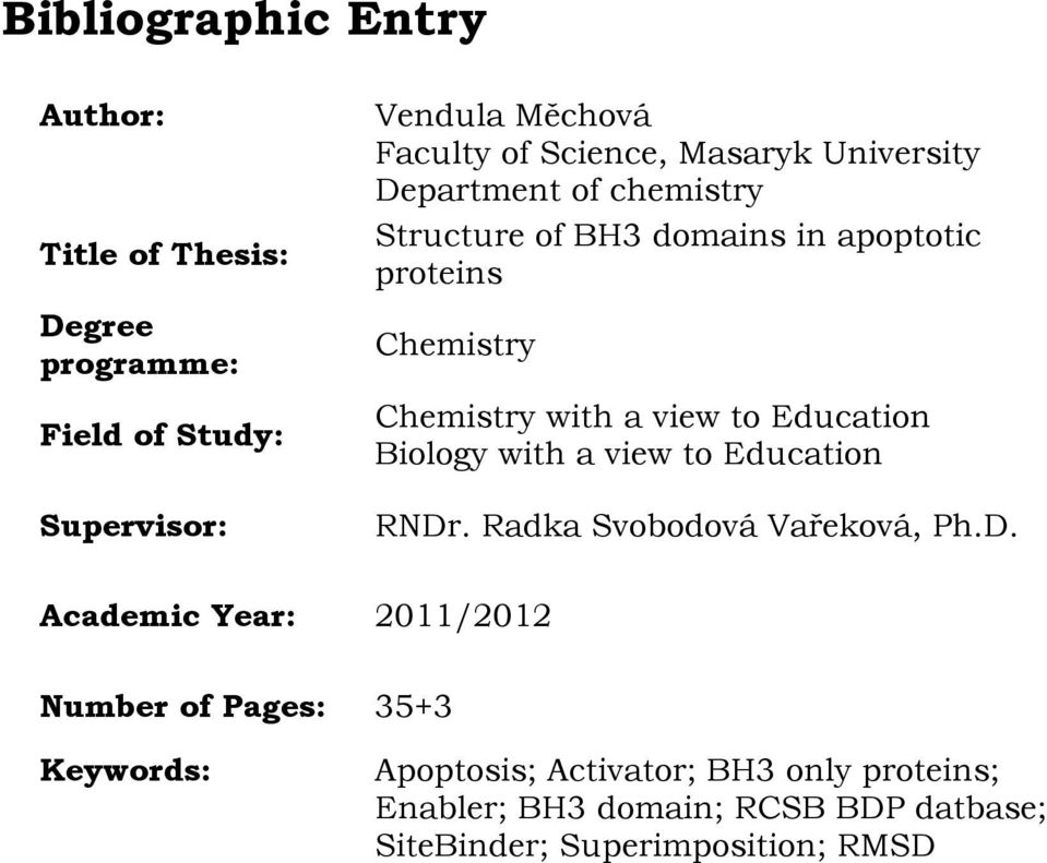 view to Education Biology with a view to Education RNDr