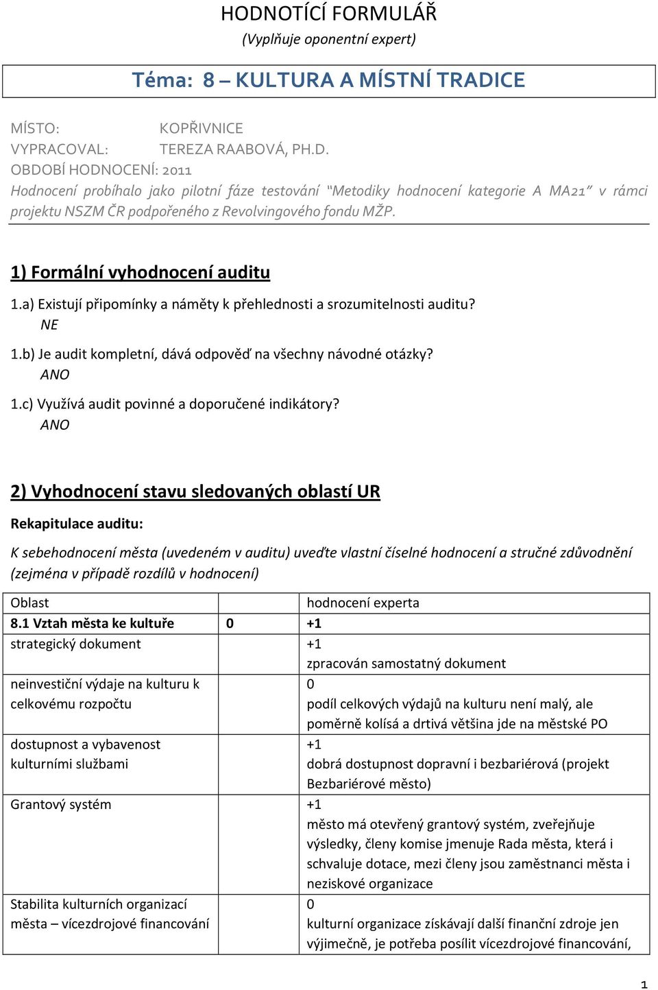 c) Využívá audit povinné a doporučené indikátory?