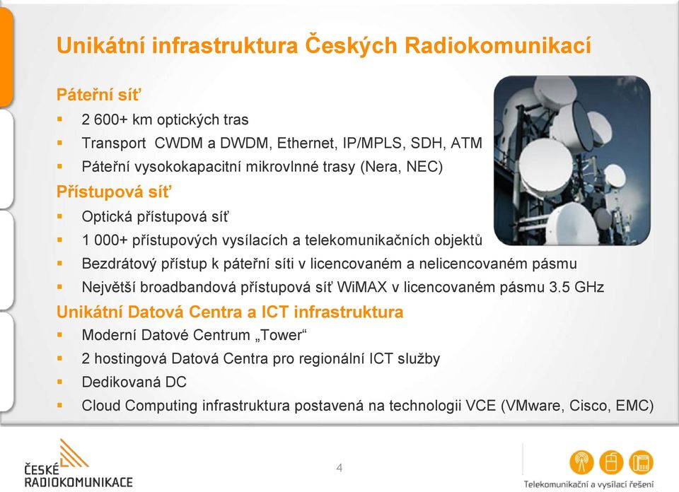 licencovaném a nelicencovaném pásmu Největší broadbandová přístupová síť WiMAX v licencovaném pásmu 3.