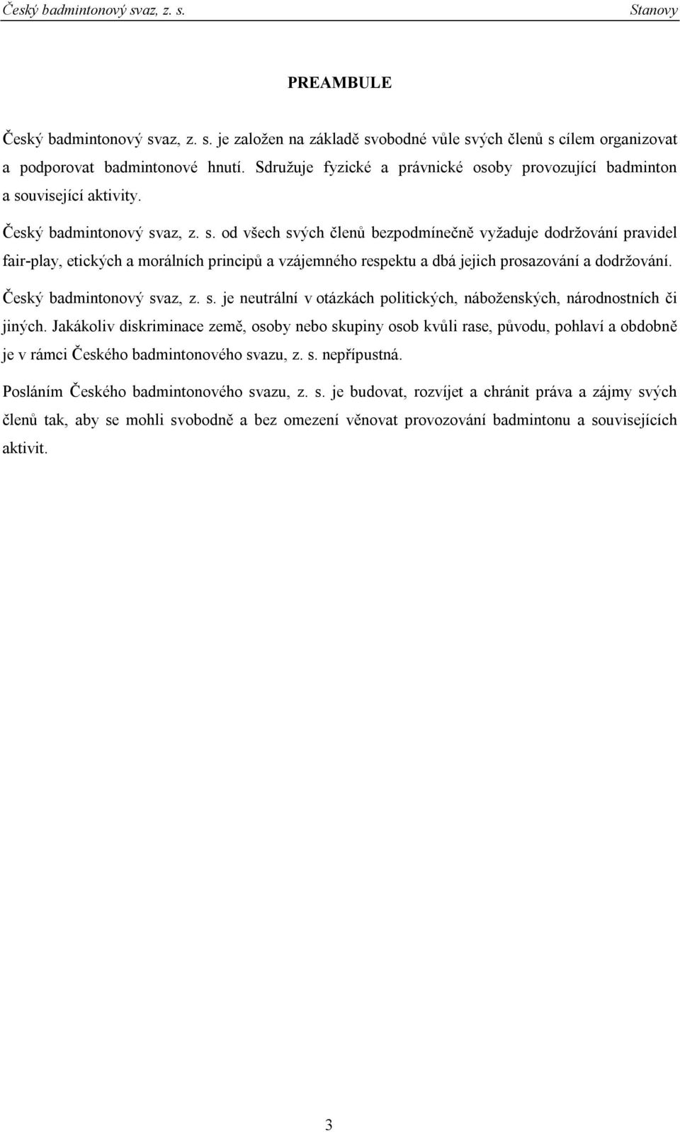 uvisející aktivity. Český badmintonový sv