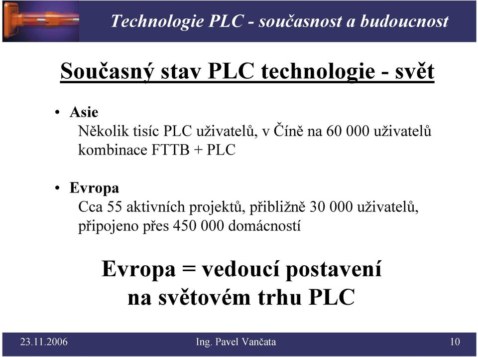 projektů, přibližně 30 000 uživatelů, připojeno přes 450 000 domácností