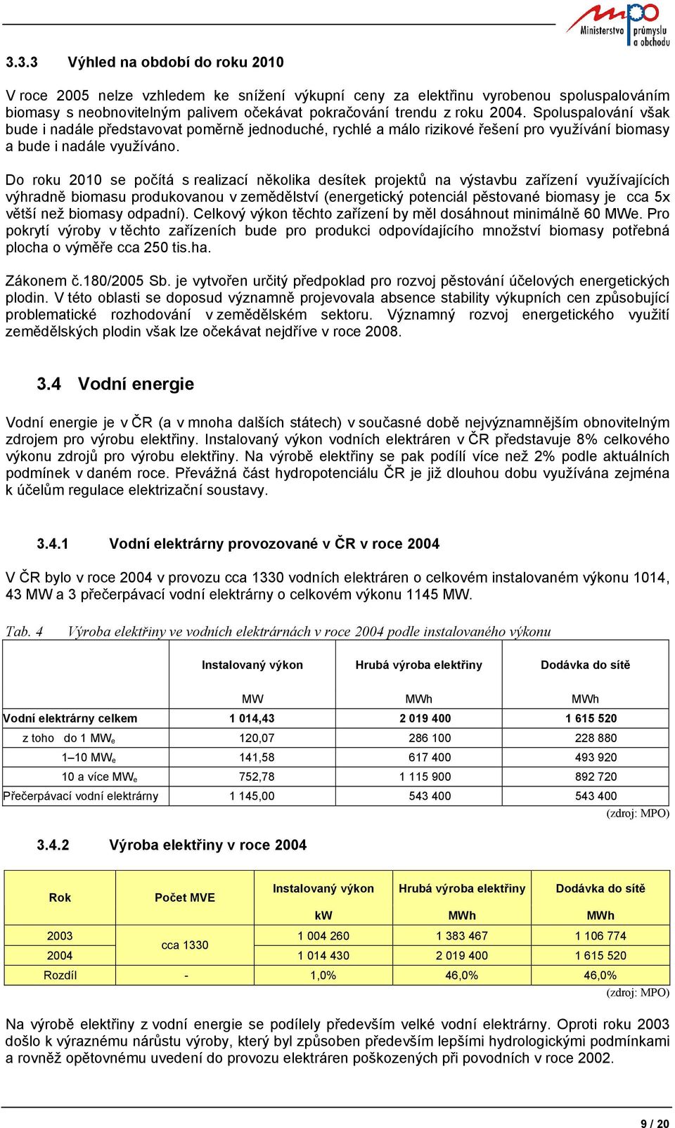 Do roku 2010 se počítá s realizací několika desítek projektů na výstavbu zařízení využívajících výhradně biomasu produkovanou v zemědělství (energetický potenciál pěstované biomasy je cca 5x větší