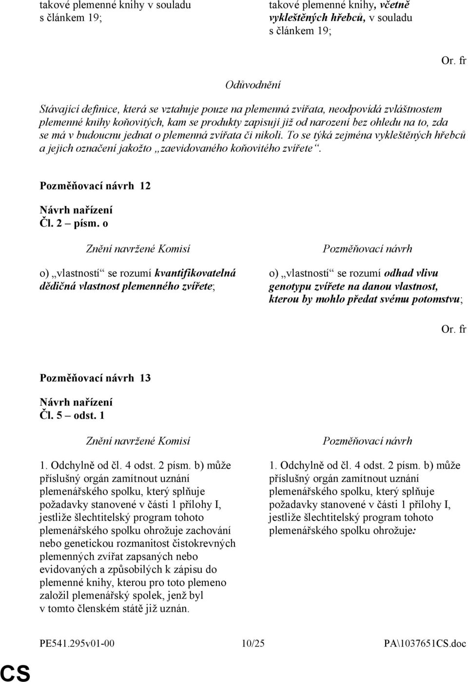 To se týká zejména vykleštěných hřebců a jejich označení jakožto zaevidovaného koňovitého zvířete. 12 Čl. 2 písm.