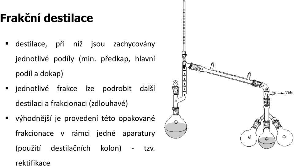 destilaci a frakcionaci (zdlouhavé) výhodnější je provedení této opakované