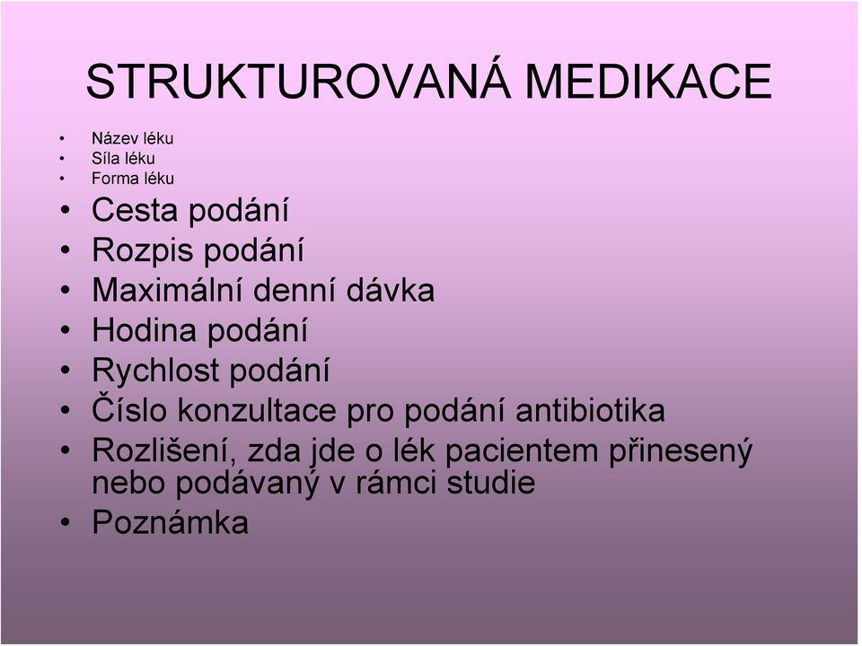 Rychlost podání Číslo konzultace pro podání antibiotika