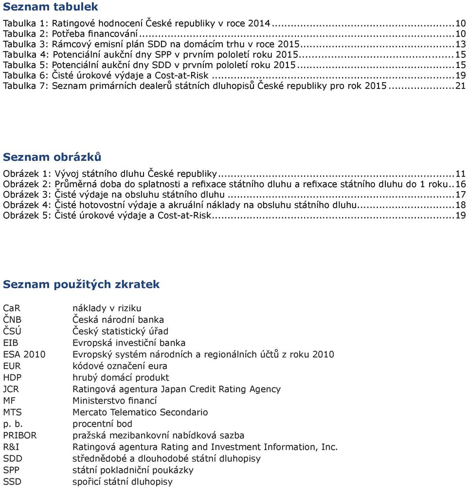 ..19 Tabulka 7: Seznam primárních dealerů státních dluhopisů České republiky pro rok 2015...21 Seznam obrázků Obrázek 1: Vývoj státního dluhu České republiky.