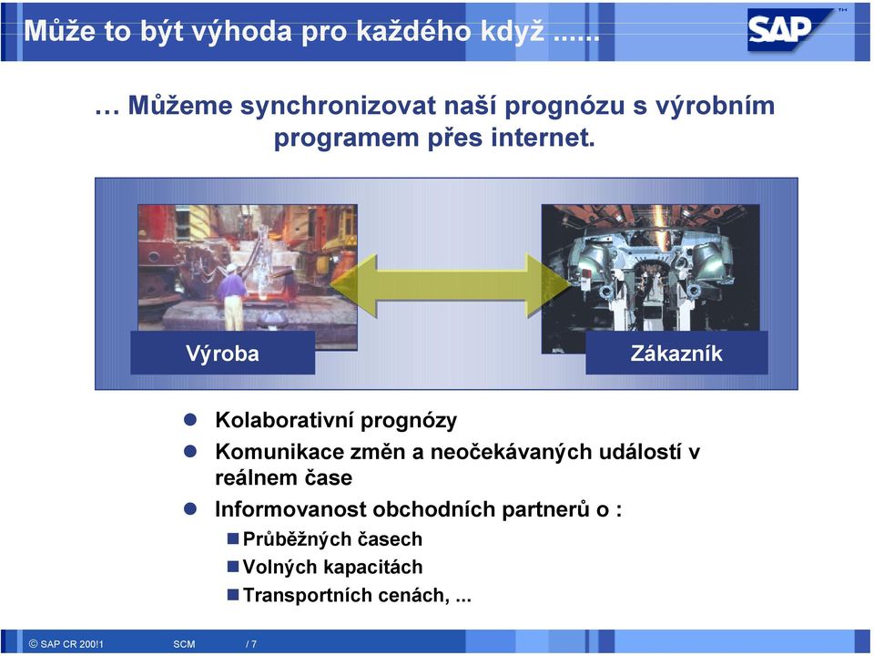 Výroba Zákazník Kolaborativní prognózy Komunikace změn a neočekávaných událostí v