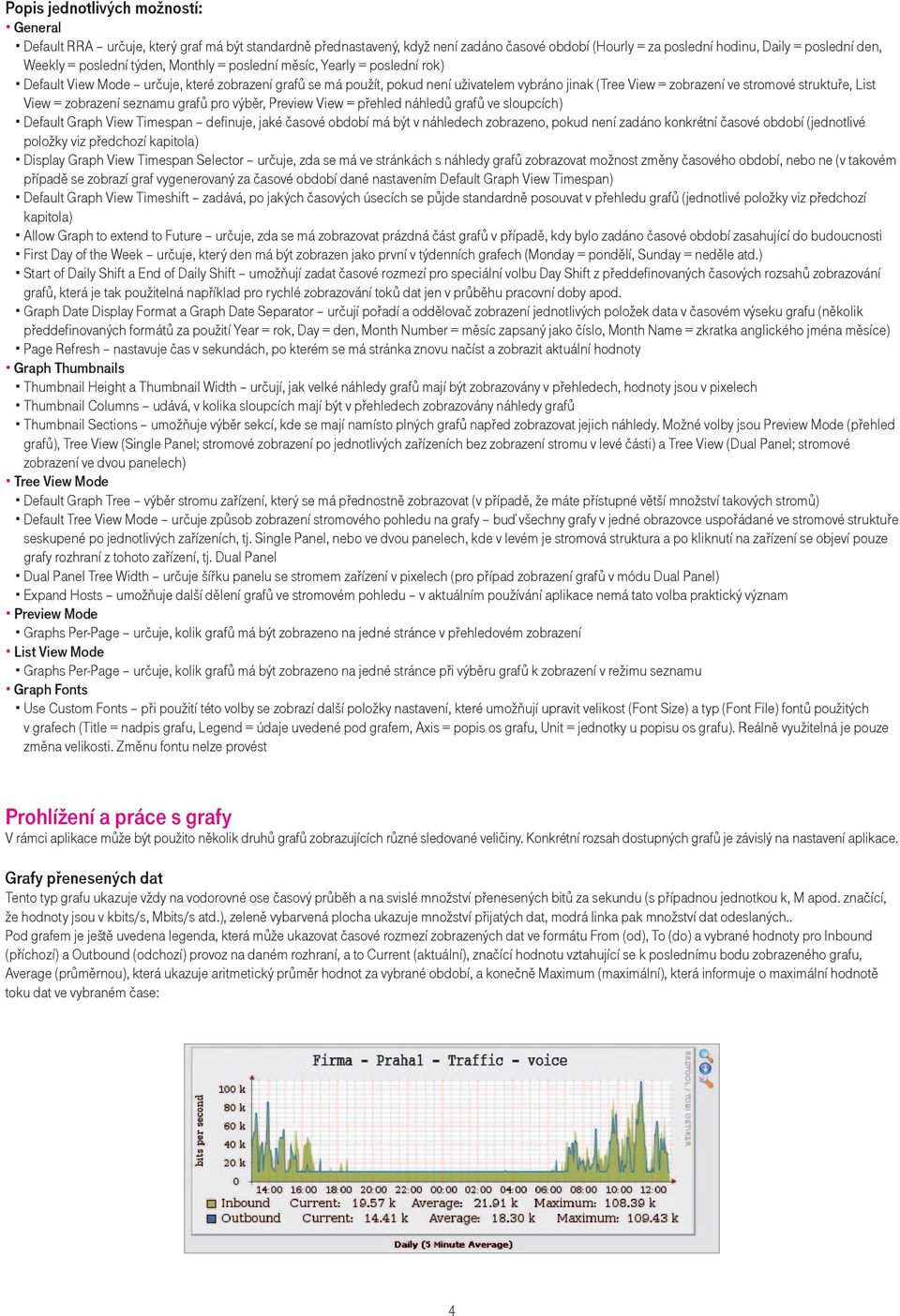 struktuře, List View = zobrazení seznamu grafů pro výběr, Preview View = přehled náhledů grafů ve sloupcích) Default Graph View Timespan definuje, jaké časové období má být v náhledech zobrazeno,