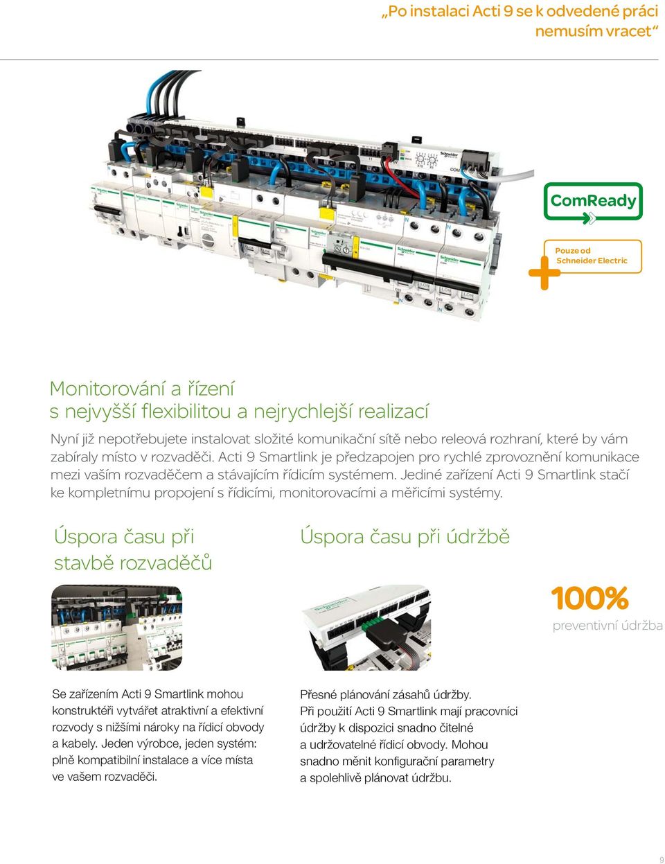 Acti 9 Smartlink Acti 9 Smartlink je předzapojen předzapojen pro rychlé pro rychlé zprovoznění zprovoznění komunikace mezi vaším rozvaděčem a stávajícím řídicím systémem.