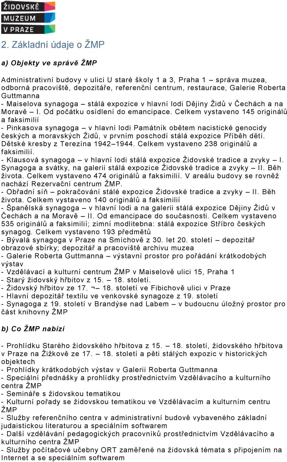 Celkem vystaveno 145 originálů a faksimilií - Pinkasova synagoga v hlavní lodi Památník obětem nacistické genocidy českých a moravských Židů, v prvním poschodí stálá expozice Příběh dětí.