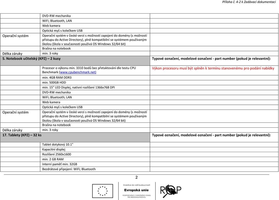 do Active Directory), plně kompatibilní se systémem používaným školou (škola v současnosti používá OS Windows 32/64 bit) Brašna na notebook min. 3 roky 5.