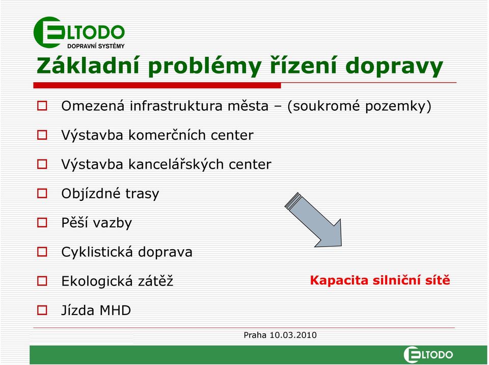 Výstavba kancelářských center Objízdné trasy Pěší vazby