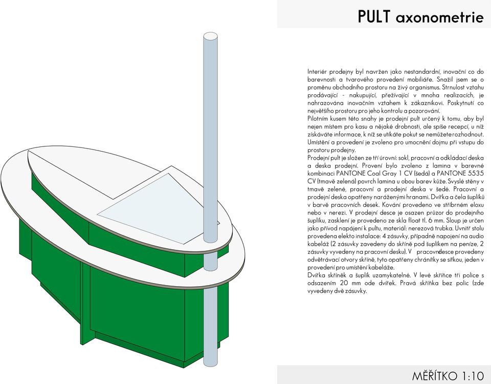 Pilotním kusem této snahy je prodejní pult určený k tomu,aby byl nejen místem pro kasu a nějaké drobnosti,ale spíše recepcí,u níž získáváte informace,k níž se utíkáte pokut se nemůžeterozhodnout.