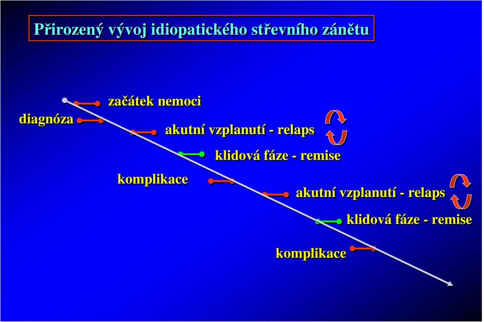 vzplanutí - relaps klidová fáze - remise