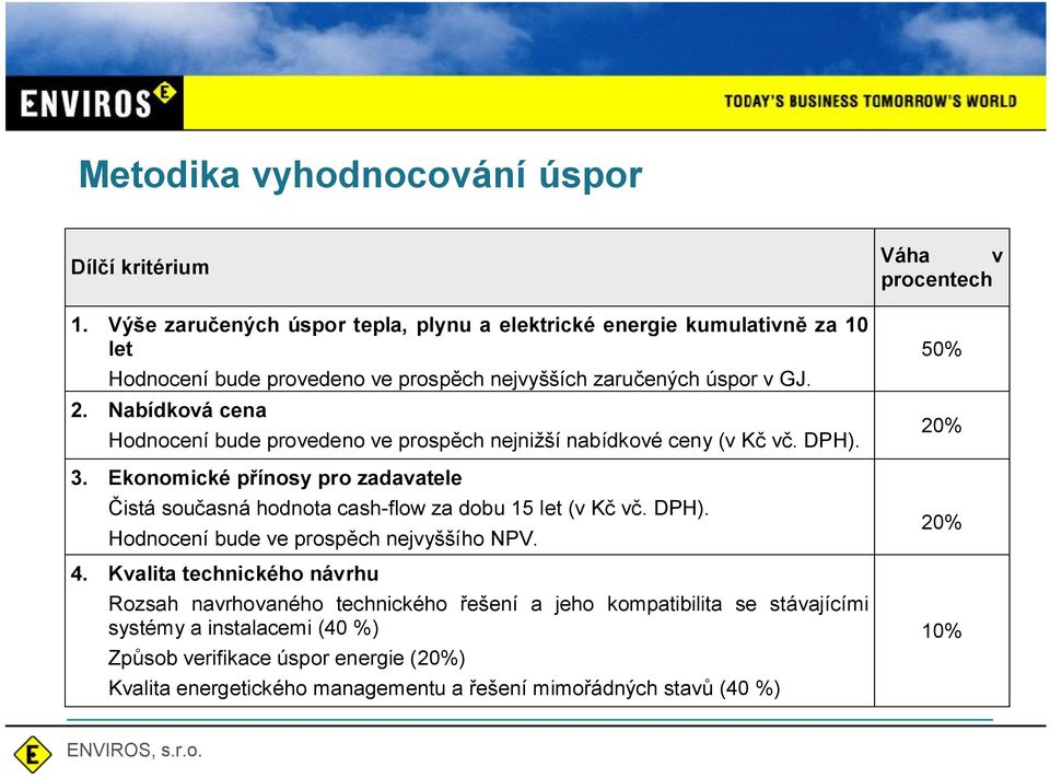 Nabídková cena Hodnocení bude provedeno ve prosp ch nejnižší nabídkové ceny (v K v. DPH). 3.